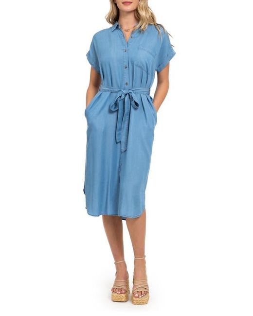 AUGUST SKY Blue Short Sleeve Shirtdress