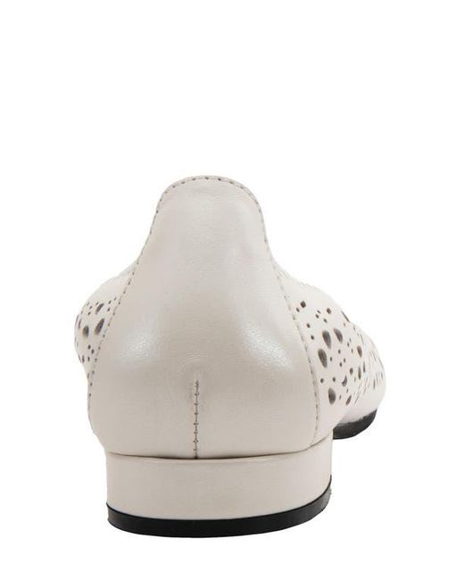 David Tate White Laser Cut Ballet Flat