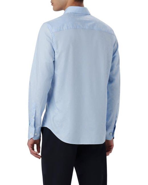 Bugatchi Blue Julian Shaped Fit Print Button-Up Shirt for men