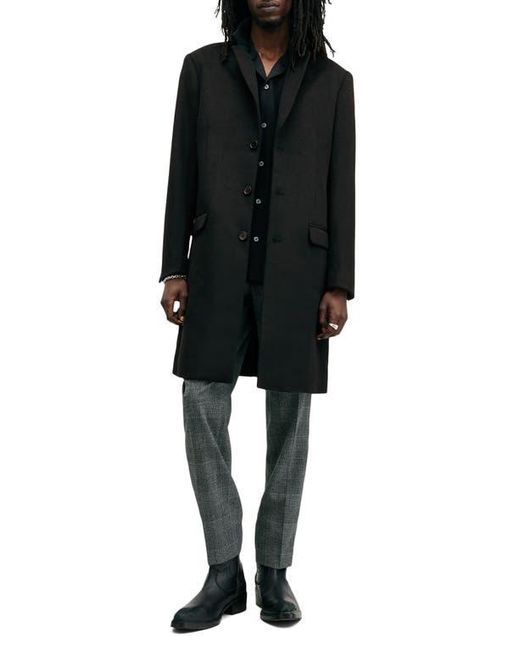 AllSaints Black Hal Longline Coat for men