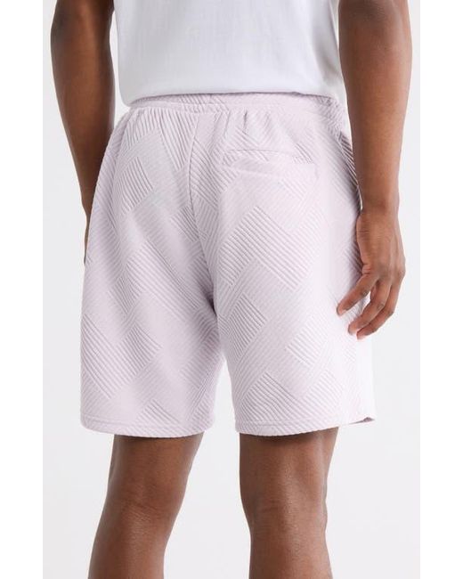 FLEECE FACTORY Pink Geometric Jacquard Shorts for men