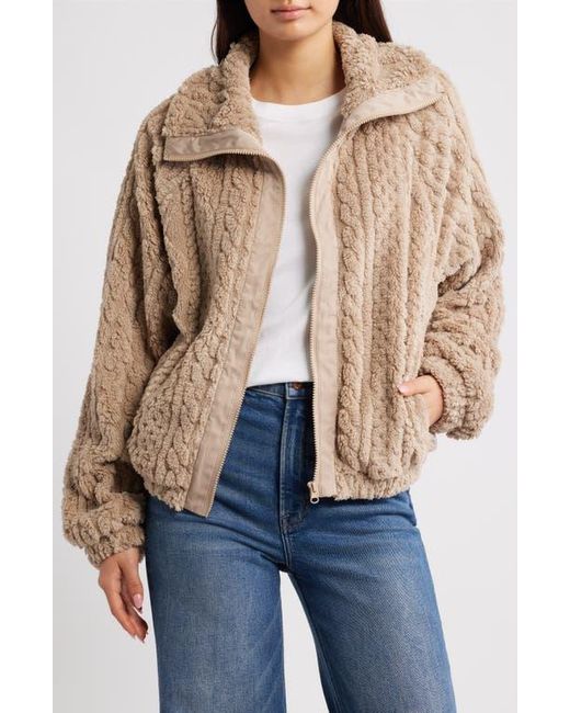 Thread & Supply Blue Cable Stitch Fleece Jacket