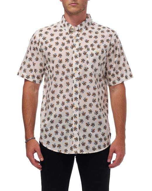 Ezekiel White Grom Short Sleeve Cotton Button-up Shirt for men