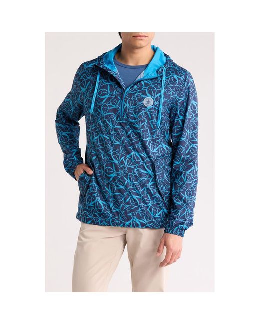 Original Penguin Blue Trademark Quarter Zip Hoodie for men