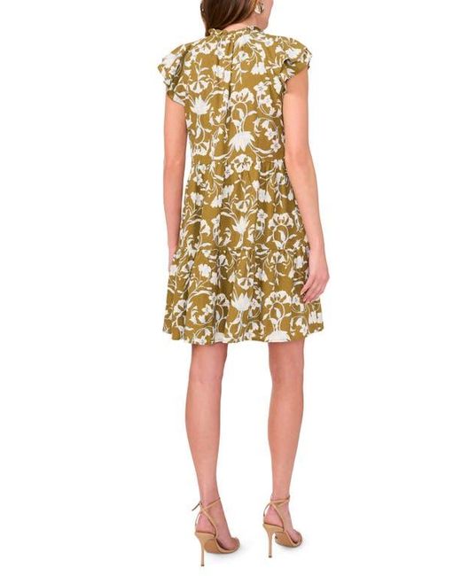 Halogen® Yellow Floral Flutter Sleeve Minidress