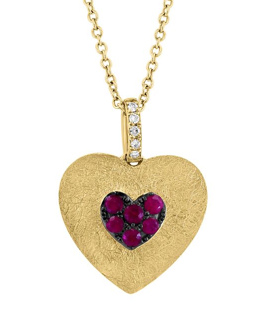 Effy Metallic 14k Gold Diamond & Ruby Heart Pendant Necklace