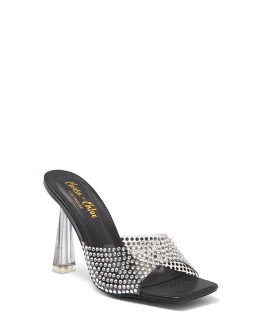 In Touch Footwear Black Rhinestone Clear Sandal