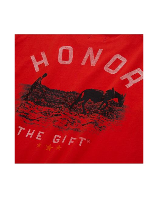 Honor The Gift Red Sharecropper Oversize Graphic T-shirt for men