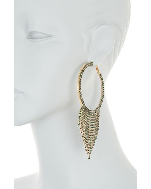 Tasha White Crystal Hoop Fringe Earrings