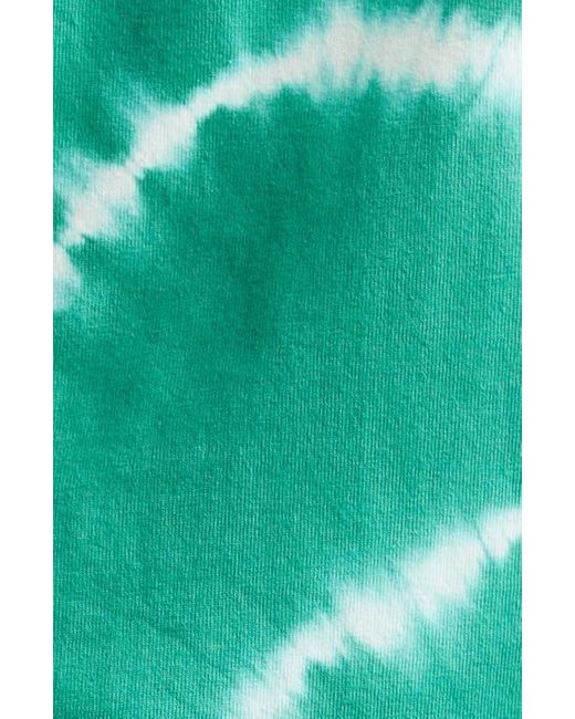 Sporty & Rich Green Serif Tie Dye Logo Cotton Disco Shorts