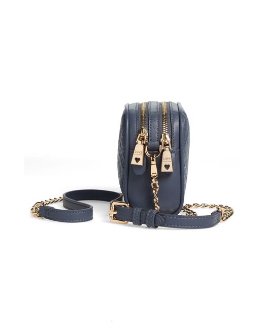 Love Moschino Borsa Quilted Logo Crossbody Bag in Blue | Lyst