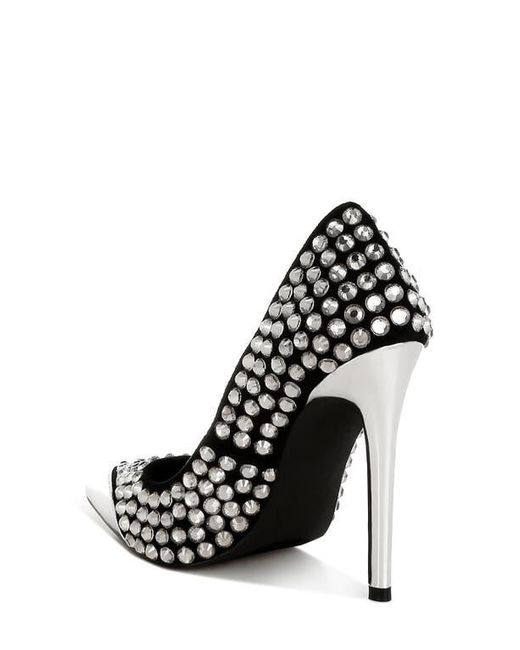 LONDON RAG Black Super Fan Diamante Embellished Pump
