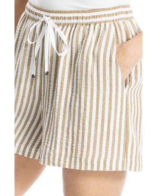 Max Studio White Stripe Drawstring Waist Shorts