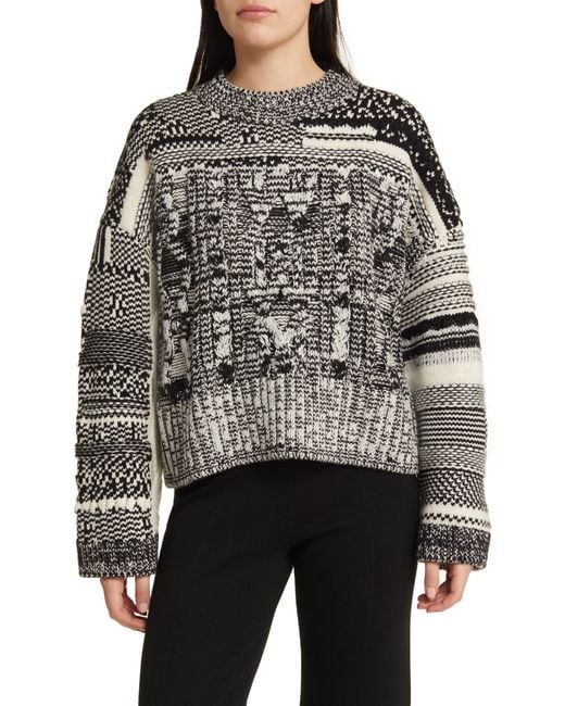 COS Gray Marled Fair Isle Wool & Cashmere Sweater