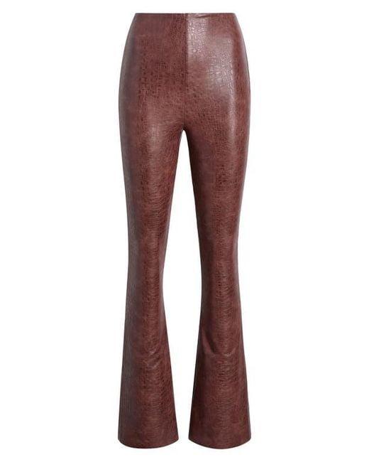 Commando Brown Faux Leather Crocodile Print Flare Leggings