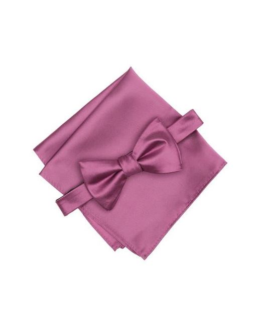 Original Penguin Purple Textured Satin Bow Tie & Pocket Square Set for men