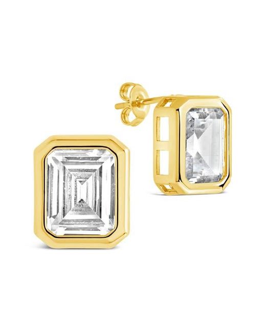 Sterling Forever Metallic Camille Bezel Cubic Zirconia Stud Earrings