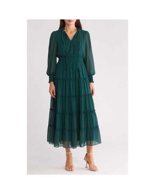 slim fit dress slacks Green V-Neck Tulle Beads Prom Dress, Elegant Long Sleeve Evening Party Dress US 14 / Green main image 1