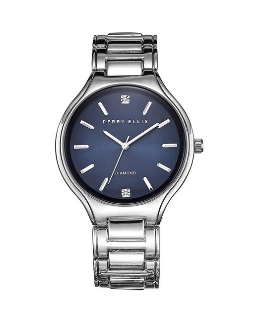 Perry Ellis Ultrathin Diamond Bracelet Watch, 42Mm in Metallic for Men ...