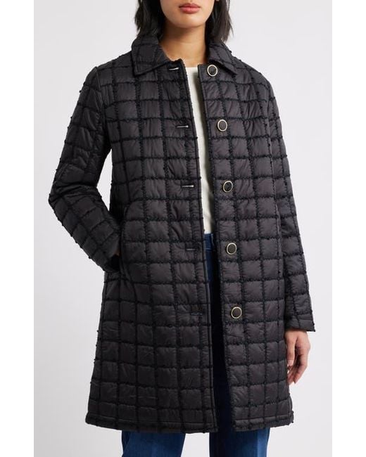 Cece Black Boucle Quilted Longline Jacket