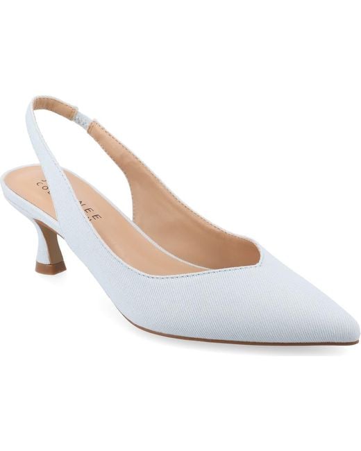 Journee Collection White Mikoa Snake Embossed Slingback Pump