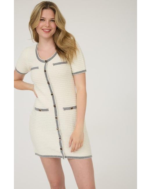 AUGUST SKY Natural Stripe Short Sleeve Minidress