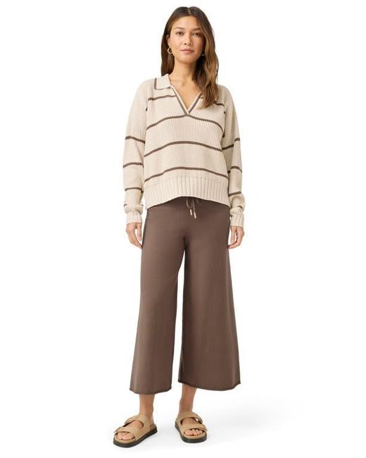 Splendid Natural X @Cellajaneblog Stripe Cotton Blend Polo Sweater