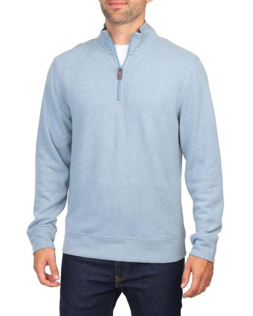 Tailorbyrd Blue French Rib Quarter Zip Pullover for men