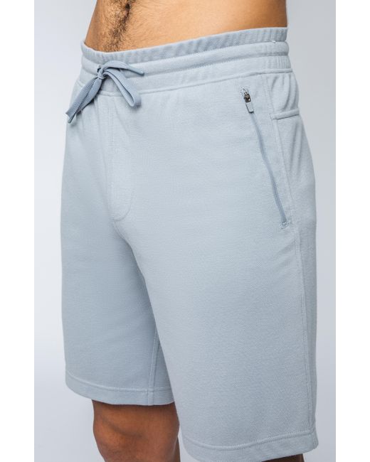 90 Degrees Blue Zip Pocket Shorts for men