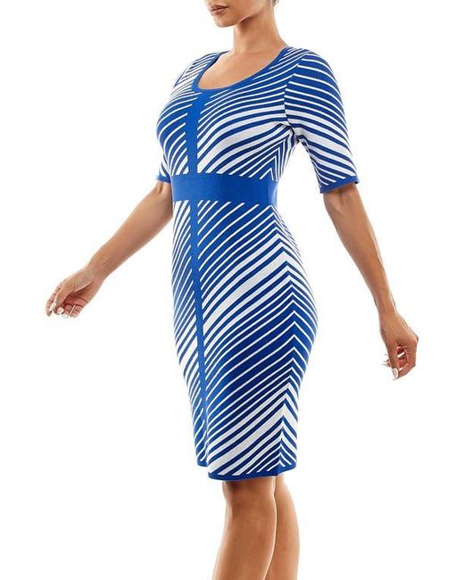 Nina Leonard Stripe Sweater Dress in Blue | Lyst Nina Leonard Stripe Sweater Dress in Blue | Lyst