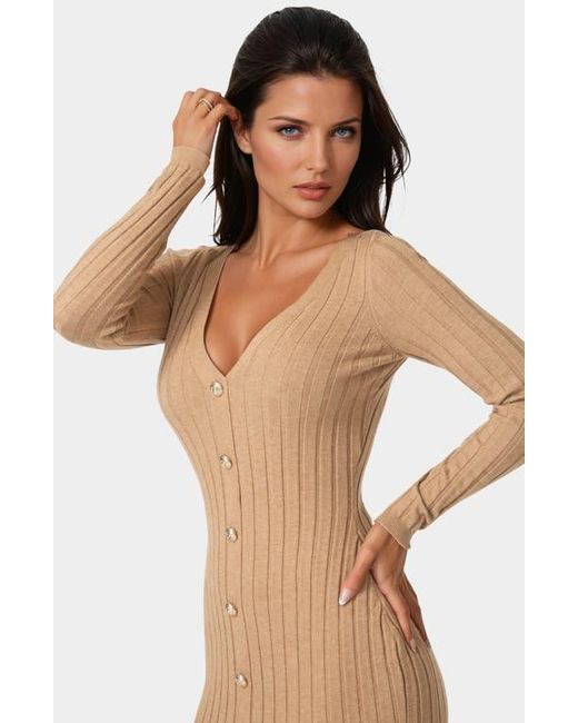 Bebe Natural Long Sleeve Rib Cardigan Dress
