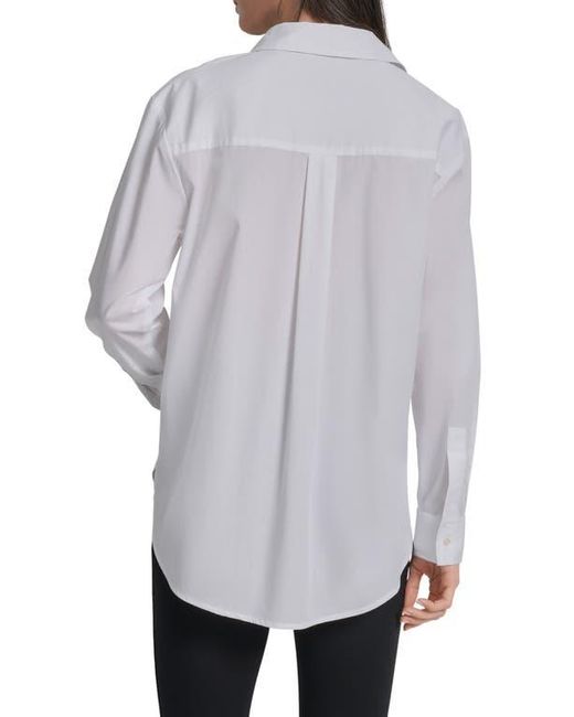 DKNY Gray Skyline Pocket Oversize Long Sleeve Button-Up Shirt