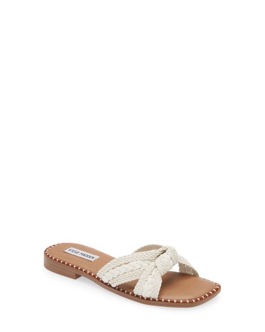 Steve Madden White Wilmah Knotted Slide Sandal