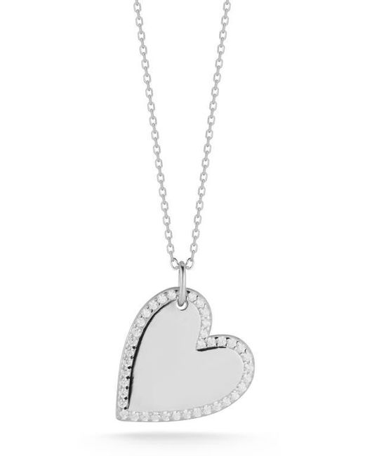 Glaze Jewelry White Cubic Zirconia Halo Heart Pendant Necklace
