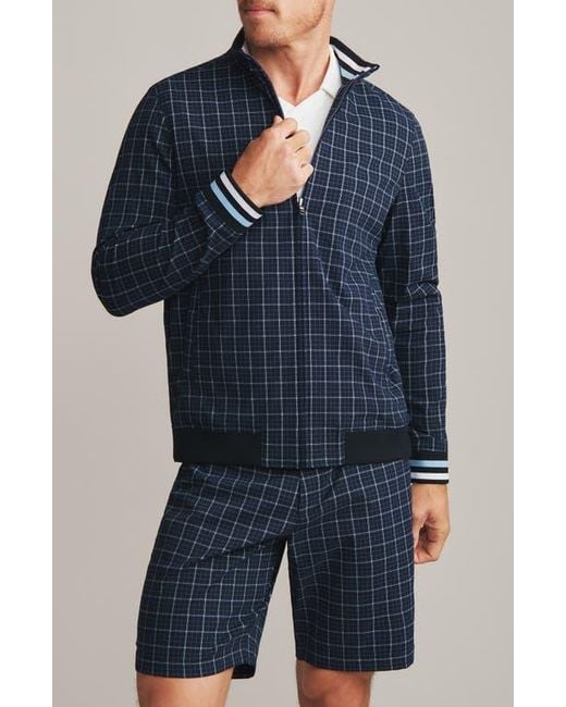 Rhone Blue Dune Windowpane Golf Jacket for men