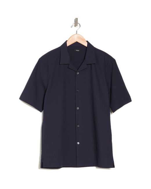 Theory Blue Dazy Short Sleeve Button-up Camp Shirt for men