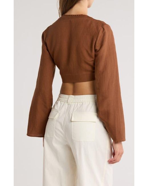 Jonathan Simkhai Brown Hailey Wrap Crop Top