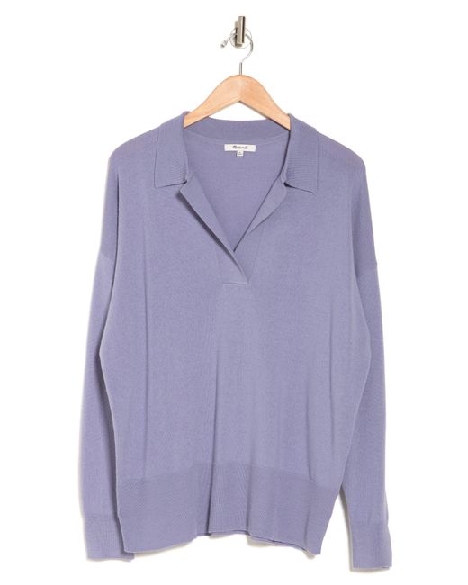 Madewell Purple Long Sleeve Merino Wool Polo Sweater