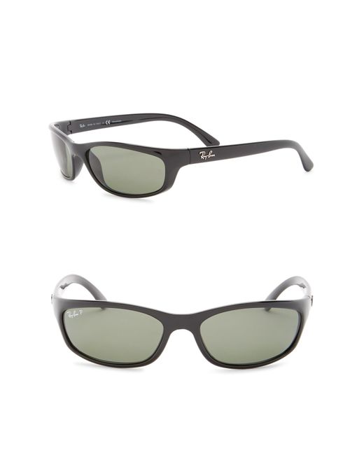 Ray-Ban Black 57mm Pillow Polarized Rectangle Sunglasses for men
