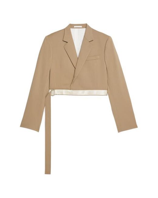 Helmut Lang Natural Wool Wrap Crop Blazer