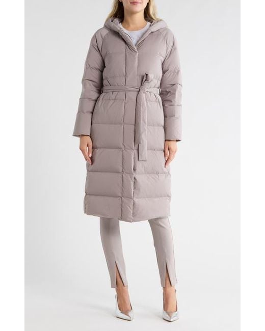 Theory Brown True Hooded Down Coat
