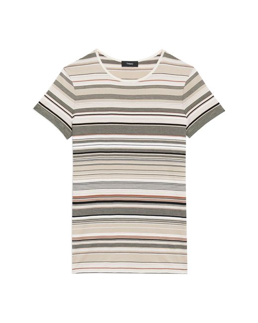 Theory Gray Stella Slim Stripe Organic Cotton T-shirt