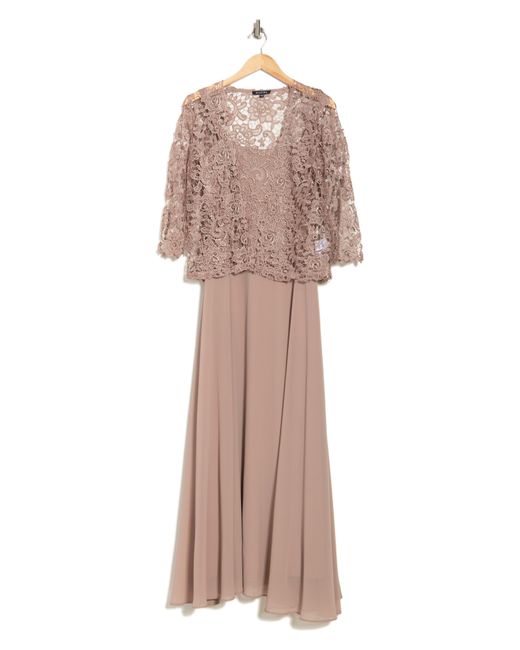 Marina Pink 2-piece Lace Jacket & Gown In Taupe At Nordstrom Rack