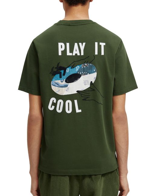Scotch & Soda Green Play It Cool Appliqué Graphic T-shirt for men
