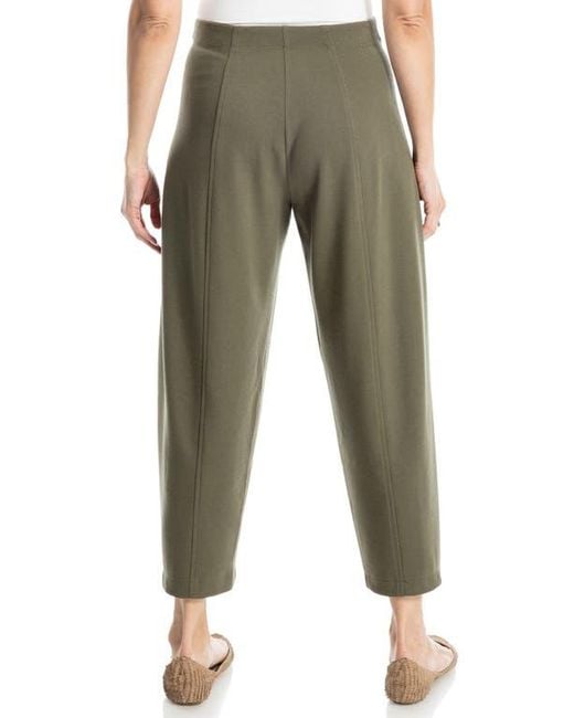 Max Studio Green Twill Knit Barrel Leg Pants