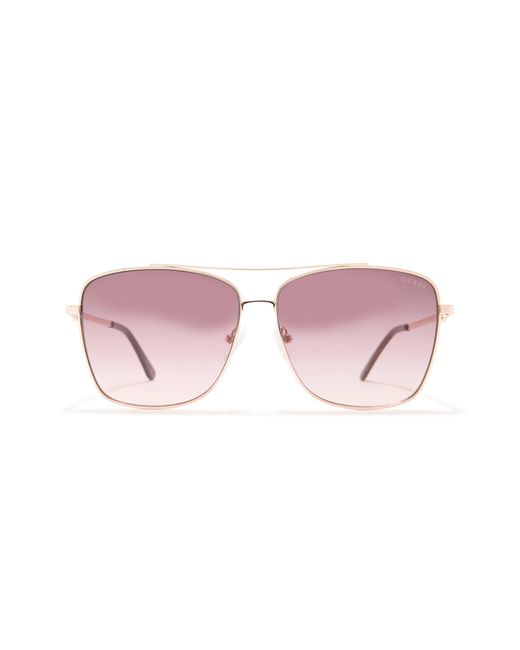 Guess 61mm Aviator Sunglasses In Rose Gold /gradient Bordeaux At