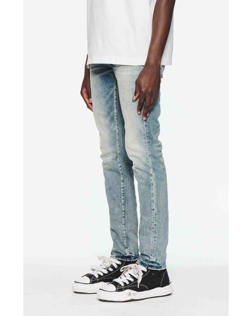 Purple Brand Blue Electric Tint Distressed Skinny Jeans for men