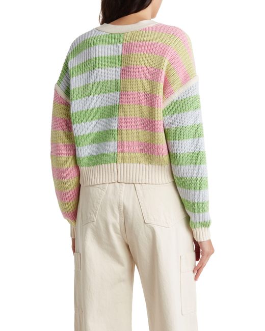 Lush Multicolor Stripe Button Front Crop Cardigan