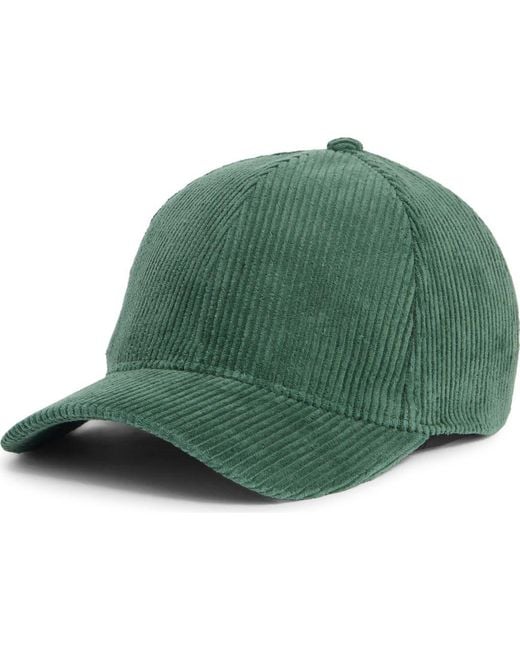 David & Young Green Corduroy Baseball Cap