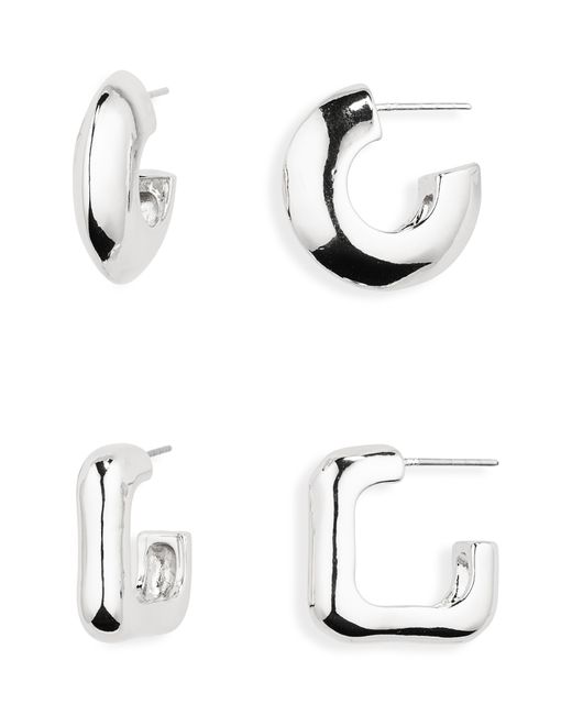 Nordstrom White Set Of 2 Huggie Hoop Earrings